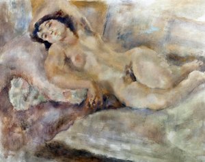 Manolita An extended naked woman. Painting by Jules Pascin (1885-1930) 1929 Paris. Municipal Museum of Modern Art