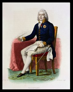 صورة لتشارلز موريس دي تالييران-بيريجورد (1754-1838) في مكتبه ، رسم توضيحي من "لو بلوتارك فرانسيس" بواسطة إ. مينشيت ، نقشها ديليستر ، 1835