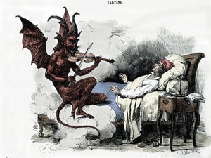 حلم الملحن جوزيبي تارتيني (1692-1770): في كتابه "Sonata des trilles du Diable" (سوناتا للكمان في G الصغرى) ، يحلم الملحن أن يبرم ميثاقًا مع الشيطان مقابل ثمن روحه. مع كمانه ويعزف الشيطان