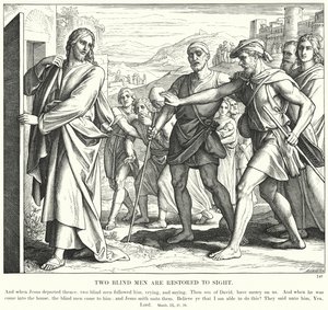 Two Blind Men are Restored to Sight (engraving) بواسطة يوليوس (بعد) شنور فون كارولسفيلد