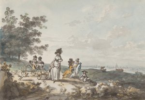منظر للندن مع سانت بول في المسافة: امرأة وأطفال مع عربة أطفال ، 1787. بواسطة يوليوس قيصر إبيتسون