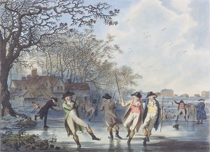 ملاهي الشتاء: منظر في هايد بارك من Moated House ، 1787 (aquatint) بواسطة يوليوس قيصر إبيتسون