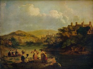 نساء يغسلن الملابس في تيار ويلز ، 1790