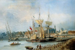 مدخل ميناء دييب لوحة لجول هينتز (1805-1862) بواسطة يوليوس هينتس