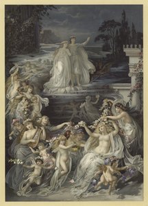 رسم توضيحي لحلم ليالي منتصف الصيف (chromolitho) بواسطة يوليوس هويبنر