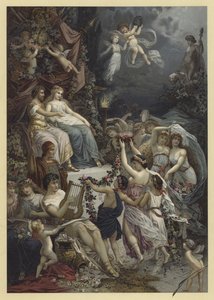 رسم توضيحي لحلم ليالي منتصف الصيف (chromolitho) بواسطة يوليوس هويبنر