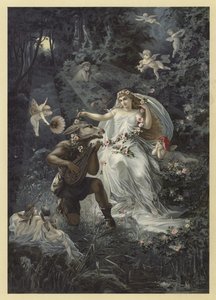 رسم توضيحي لحلم ليالي منتصف الصيف (chromolitho) بواسطة يوليوس هويبنر