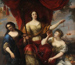 الحكمة والعدالة والسلام ، من قبل أوفران ، يورجن (1623-1678). زيت على قماش بواسطة يورغن أفران
