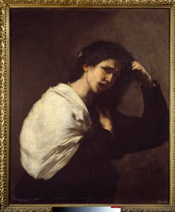 امرأة تمزق شعرها لوحة رسمها خوسيه دي ريبيرا ديت إيل سبانيوليتو "" الأسبان "" "(1591-1652) بواسطة جوسيبي دي ريبيرا