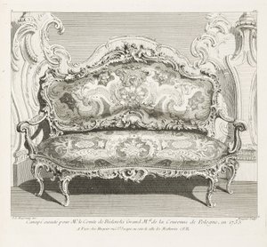 تم إعدام صوفا للسيد كونت دي بيلينسكي جراند إم من تاج بولندا ، عام 1735. صوفا صنعت لكونت بيلينسكي عام 1735 ، اللوحة الرابعة بواسطة جوست أوريل ميسونير