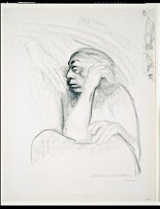 صورة شخصية بيد الموت ، 1924 (فحم على ورق) بواسطة كاتي كولويتز