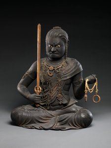 Fudō Myōō ، أوائل القرن الثالث عشر (ورنيش وذهب مع كريستال) بواسطة كايكي كايكي