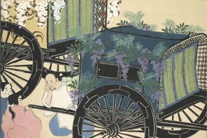 Hanazashi-guruma من Momoyo-gusa (The World of Things) Vol II ، pub.1909 (قطع خشبية ملونة) بواسطة Kamisaka Sekka