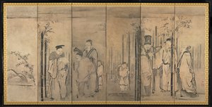 سبعة حكماء من الخيزران غروف ، أربعة حكماء جبل شانغ ، 1600s.