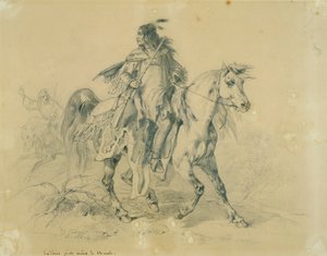 محارب ذو أقدام سوداء على ظهور الخيل بواسطة كارل بودمر