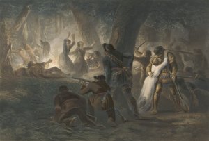 إنقاذ ابنتي دانيال بون وريتشارد كالاواي ، حانة. 1852 (نقش الألوان) بواسطة كارل بودمر