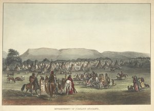 مخيم Piekann الهنود ، حانة. 1842 بواسطة كارل بودمر