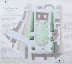 إعادة تصميم Lustgarten ، 1828 (مرحاض وقلم وحبر على ورق) بواسطة كارل فريدريش شينكل