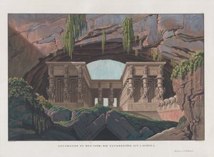تصميم مسرحي لأوبرا الفلوت السحري للفنان وولفغانغ أماديوس موزارت ، 1847-1849. بواسطة كارل فريدريش شينكل