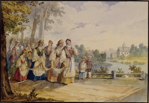 الفتيات الفلاحات الروس مع فستان فستيفال ، 1845