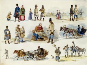 أنواع الشعبية الروسية. (الأنواع الشعبية لروسيا). عمل كارل إيفانوفيتش كولمان (1786-1846) ، ألوان مائية على ورق مقوى