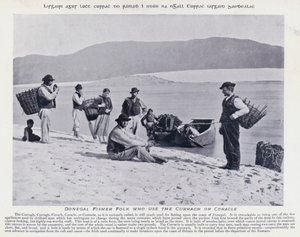 Donegal Fisher Folk who use the Curragh or Coracle (b/w photo)