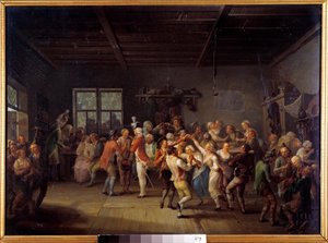 تجنيد في نزل ضباط القرن الثامن عشر معطف راقصات. لوحة كارل بيتز (1756-1795) بواسطة كارل كاسبار بيتز