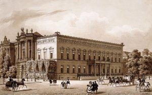 أونتر دن ليندن ، برلين. قصر الأمير فيلهلم ، الذي بناه كارل لانغهانز في 1834-1836 ، وكونيجليش مكتبة ، التي بناها جورج كريستيان أنغر 1775-78 وفقًا لخطط جوزيف إيمانويل فيشر فون إرلاخ ، المطلة على Platz am Opernhaus ، بواسطة كارل لويلو هارتويغ