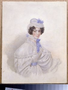 صورة آنا بوريسوفنا باكونينا (1802-1835). عمل كارل بافلوفيتش بريولوف (بريولوف) (1799-1852) ، لوحة مائية على ورق بواسطة كارل بافلوفيتش بريولوف
