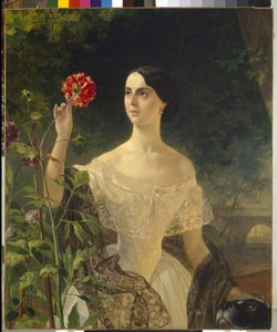 صورة للكونتيسة صوفيا بوبرينسكايا ، ني سامويلوفا (1797-1866). لوحة كارل بافلوفيتش بريولوف (بريولوف) (1799-1866) ، زيت على قماش بواسطة كارل بافلوفيتش بريولوف