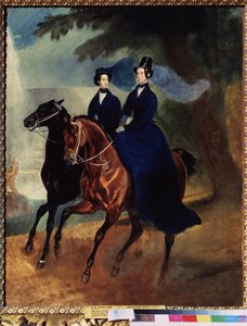 صورة الإمبراطورة ألكسندرا فودوروفنا (1798-1860) مع ابنتها (صورة الإمبراطورة ألكسندرا فيودوروفنا ، مع ابنتها) لوحة لكارل بافلوفيتش بريولوف (بريولوف) (1799-1852) - زيت على قماش بواسطة كارل بافلوفيتش بريولوف