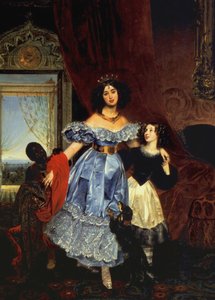 صورة الكونتيسة جوليا سامويلوفا مع ابنة زوجها أمازيليا باتشيني وصبي أسود ، 1832-1834