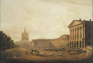منظر لمعهد سمولني للعذارى النبلاء في سانت بطرسبرغ ، منتصف عام 1820
