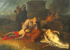 Hecabe مع جثث أطفالها Polyxena و Polydoros في قبر Achilles