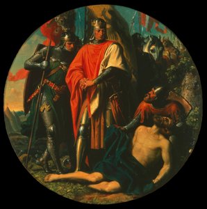 رودولف الأول في باتلفيلد بعد الانتصار على أوتوكار ، 1278 ، حوالي 1868. بواسطة كارل فون بلاس