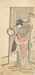 مجاملة تنظر إلى انعكاس صورتها في مرآة يد ، كاليفورنيا. 1787.