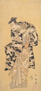 الممثل Ichikawa Yaozo III بدور Fuwa Banzaemon في ثوب الرعد ، يلعب مع مروحة ، 1794.
