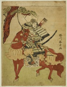 محارب على ظهر الخيل بواسطة Katsukawa Shunsei