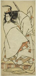 الممثل Onoe Matsusuke I بدور Ashikaga Takauji في مسرحية Kumoi no Hana Yoshino no Wakamusha ، تم تقديمه في مسرح ناكامورا في الشهر الحادي عشر ، 1786