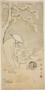 فوجئ الحاج الذي يصلي خلال الليل إلى بوذا (كانينبوتسو) برأس شبحي ملقى على الأرض المغطاة بالثلوج بواسطة كاتسوكاوا شونشو