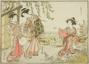 المحظيات من كادوتسوتايا ، من كتاب "مرآة النساء الجميلات في أحياء المتعة (Seiro bijin awase sugata kagami)" المجلد. 1 بواسطة كاتسوكاوا شونشو