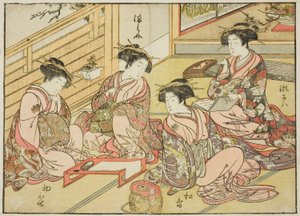المحظيات من ماتسوبايا ، من كتاب "مرآة النساء الجميلات لأحياء المتعة (Seiro bijin awase sugata kagami)" المجلد. 1 بواسطة كاتسوكاوا شونشو