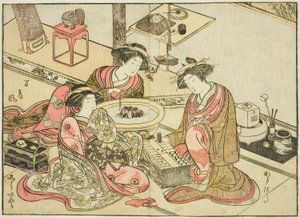 المحظيات من Yamashiroya ، من كتاب "Mirror of Beautiful Women of the Pleasure Quarters (Seiro bijin awase sugata kagami)" المجلد. 2 بواسطة كاتسوكاوا شونشو