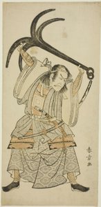 The Actor Ichikawa Danjuro IV as Taira no Tomomori disguised as Tokaiya Gimpei in the scene “Tomomori with the Anchor (Ikari Tomomori)” in the play “Yoshitsune’s Thousand Cherry Trees (Yoshitsune Sembon-zakura)” بواسطة كاتسوكاوا شونشو