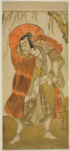 الممثل Ichikawa Danjuro V في دور Akushichibyoe Kagekiyo متنكرًا في زي متسول ، في مسرحية Tsukisenu Haru Hagoromo Soga ، تم عرضها في مسرح Ichimura في الشهر الثالث ، 1777 بواسطة كاتسوكاوا شونشو