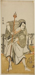 الممثل Ichikawa Danjuro Vs Taira no Masakado متنكرا في زي الحاج Junjo في مسرحية Masakado Kammuri no Hatsuyuki ، التي تم عرضها في مسرح ناكامورا في الشهر الحادي عشر ، بواسطة كاتسوكاوا شونشو