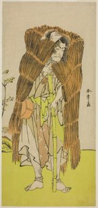 الممثل Ichikawa Ebizo III في دور Akushichibyoe Kagekiyo متنكراً في زي متسول في مسرحية Kamuri Kotoba Soga no Yukari ، تم عرضها في مسرح Ichimura في الشهر الأول ، 1776 بواسطة كاتسوكاوا شونشو