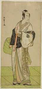الممثل Ichikawa Ebizo في دور Kudo Suketsune متنكراً في زي Komuso في مسرحية Waka Murasaki Edokko Soga ، تم عرضه في مسرح Ichimura في الشهر الأول ، 1792 بواسطة كاتسوكاوا شونشو