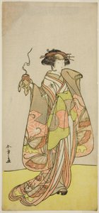 الممثل Ichikawa Monnosuke II بدور المحظية Kewaizaka no Shosho في مسرحية Sono Kyodai Fuji no Sugatami ، تم عرضها في مسرح موريتا في الشهر الأول ، 1776 بواسطة كاتسوكاوا شونشو