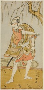 Ichikawa Yaozo II بدور Hiranoya Tokubei (؟) في مسرحية Wada Sakamori Eiga Kagami (؟) بواسطة كاتسوكاوا شونشو